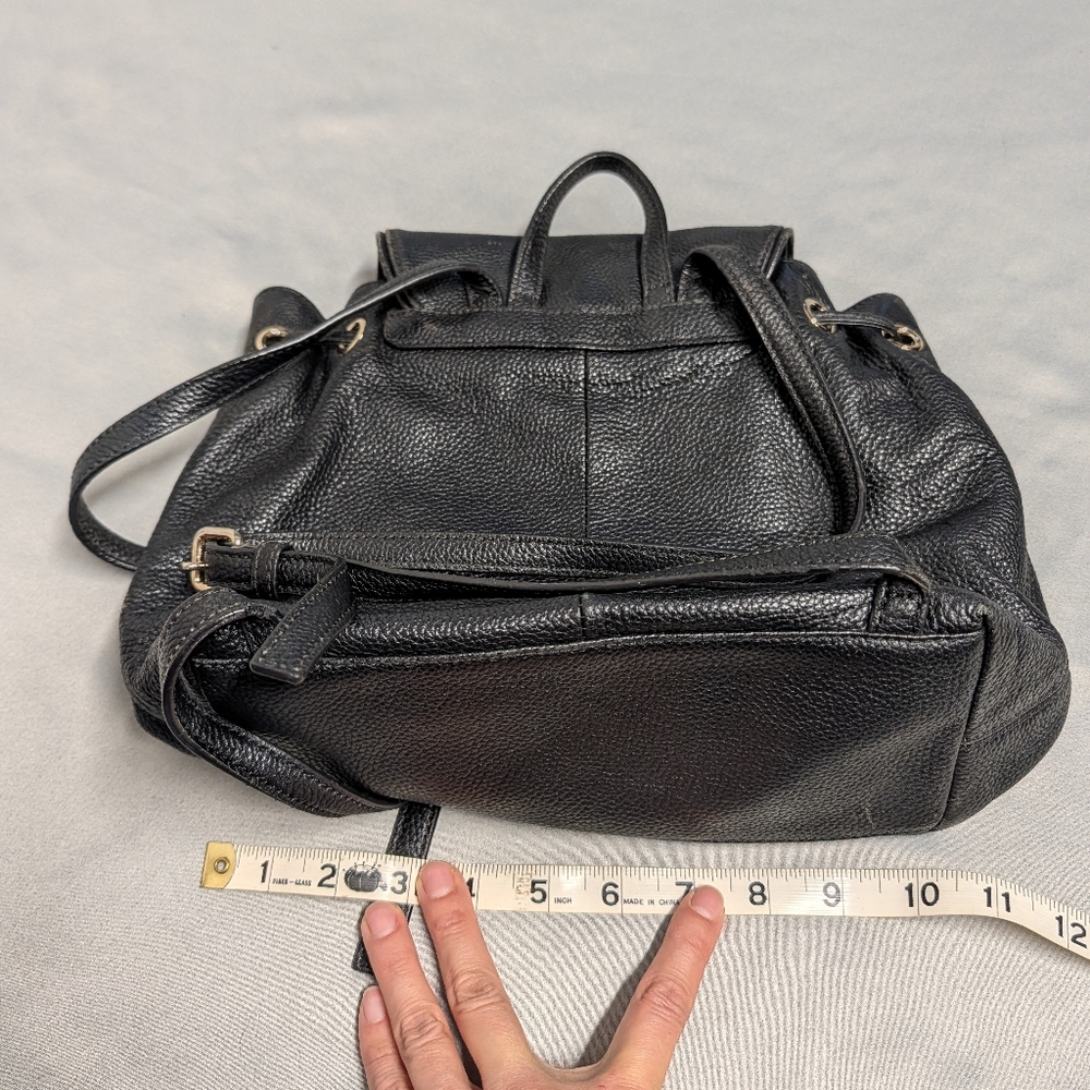 Kate Spade Black Leather Drawstring Backpack - Picture 13 of 16